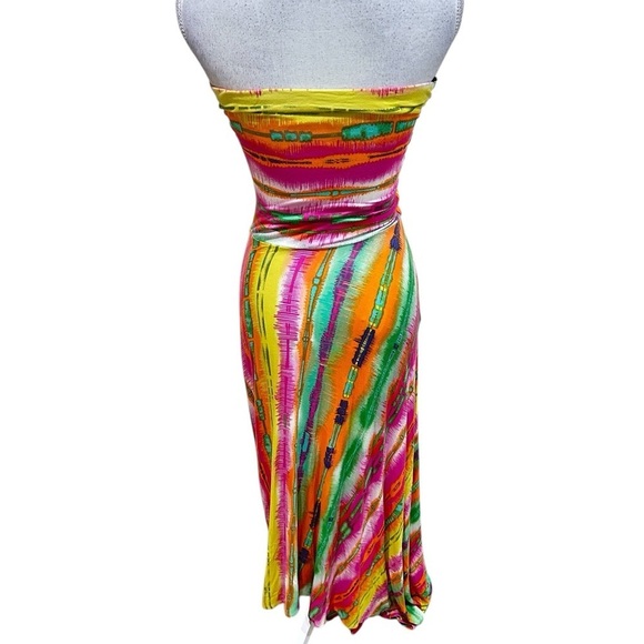 Felicity & Coco Pink Yellow Strapless Sundress Resort Wear back cut out sz small - Picture 8 of 10